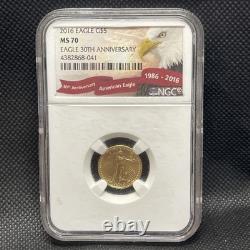 2016 Gold Eagle, G5$, NGC, MS 70, Eagle 30th Anniversary, Tenth-Ounce Gold
