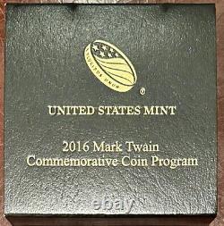 2016 Mark Twain Commemorative $5 Gold Proof Coin Certificate of Authenticity