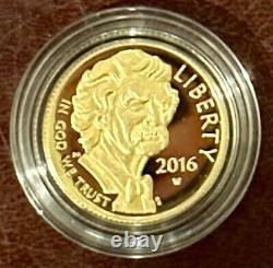 2016 Mark Twain Commemorative $5 Gold Proof Coin Certificate of Authenticity