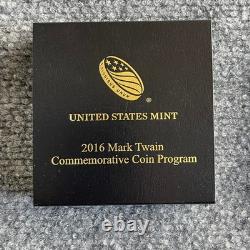 2016 Mark Twain Commemorative Proof Gold $5 Five Dollar Coin W Mint Box COA