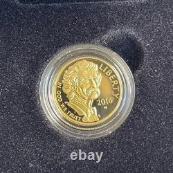 2016 Mark Twain Commemorative Proof Gold $5 Five Dollar Coin W Mint Box COA