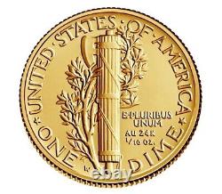 2016 Mercury Dime Centennial Gold Coin (Split Error) in OGP/COA (16XB-SE)