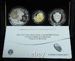 2016 National Park Service Gold & Silver 3 Coin Commemorative Set with Box & CoA
