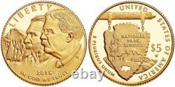 2016 National Parks $5 Gold Commemorative. Uncirculated. WithOGP. 2457oz AGW