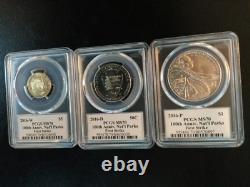 2016 National Parks Service Gold $5 + $1 Silver + Half First Strike MS70 SET