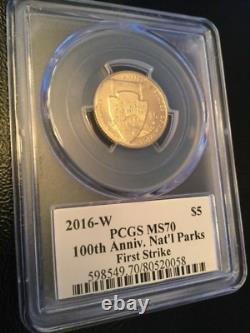 2016 National Parks Service Gold $5 + $1 Silver + Half First Strike MS70 SET