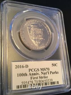2016 National Parks Service Gold $5 + $1 Silver + Half First Strike MS70 SET