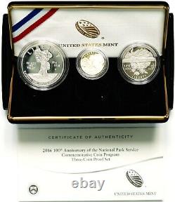 2016 P 100th Anniversary Of National Park Service 3-Coin Set with Box & COA