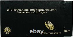 2016 P 100th Anniversary Of National Park Service 3-Coin Set with Box & COA