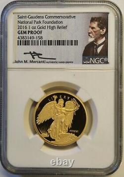 2016 Saint Gaudens National Park Foundation 1oz Proof Gold Coin NGC GEM Mercanti