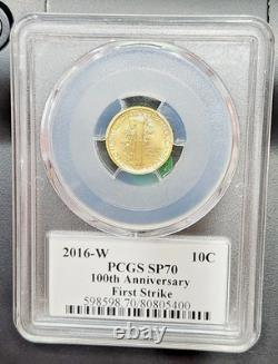 2016-W 100th Anniv. (Mercury Dime) Gold 1st Strike SP-70 PCGS