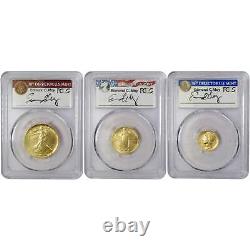 2016 W 100th Anniversary. 9999 Gold 3 Coin Set SP 70 PCGS First Strikes