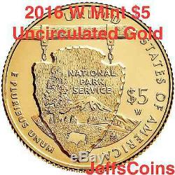 2016 W 100th Anniversary of the National Park Service $5 GOLD Uncirculated 16CB