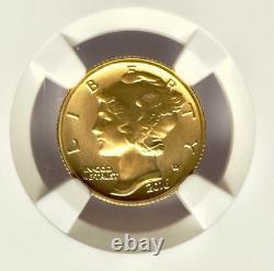 2016 W 10C 24K Gold 1/10oz Mercury Dime NGC SP 70 Chicago Cubs Label With OGP