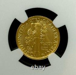 2016 W 10C 24K Gold 1/10oz Mercury Dime NGC SP 70 Chicago Cubs Label With OGP