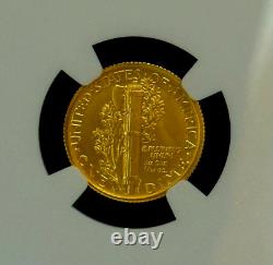 2016 W 10C 24K Gold 1/10oz Mercury Dime NGC SP 70 Chicago Cubs Label With OGP