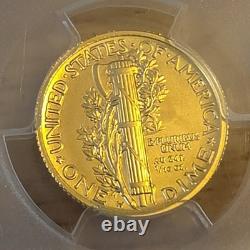 2016-W 10C Gold Mercury Dime Centennial SP70 First Strike Moy Signature