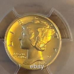 2016-W 10C Gold Mercury Dime Centennial SP70 First Strike Moy Signature