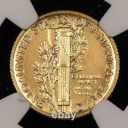 2016-W 10c 1/10 oz Gold 24k Mercury Dime Centennial 100th Anniv NGC SP 70 G3790