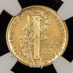 2016-W 10c 1/10 oz Gold 24k Mercury Dime Centennial 100th Anniv NGC SP 70 G3790