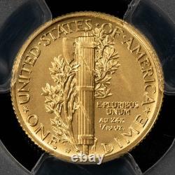 2016-W 10c 1/10 oz Gold Mercury Dime Centennial 100th Anniv PCGS SP 70 G5622