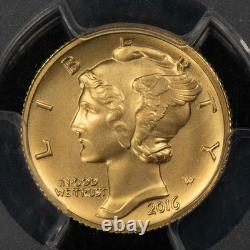2016-W 10c 1/10 oz Gold Mercury Dime Centennial 100th Anniv PCGS SP 70 G6363