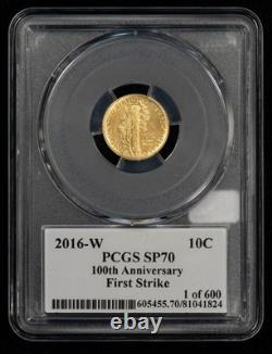 2016-W 10c 1/10 oz Gold Mercury Dime Centennial Tenth-Ounce PCGS SP 70 G6341