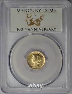 2016-W 10c Mercury Dime 100th Anniversary 1/10 oz. Gold PCGS SP 70 FS