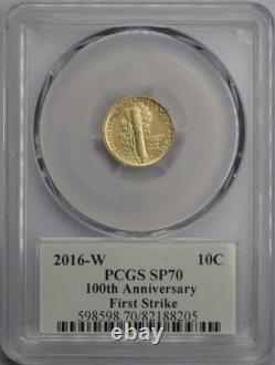 2016-W 10c Mercury Dime 100th Anniversary 1/10 oz. Gold PCGS SP 70 FS