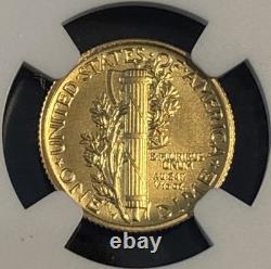 2016-W 10c Mercury Dime 24K Gold 1/10oz NGC SP70 Early Release