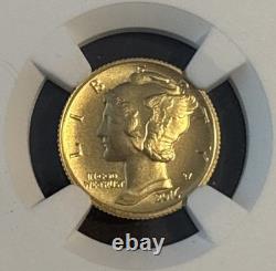 2016-W 10c Mercury Dime 24K Gold 1/10oz NGC SP70 Early Release