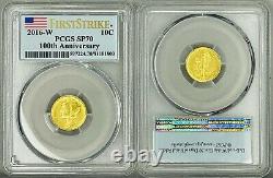 2016-W 1/0 oz Gold Mercury Head Dime Centennial PCGS FS SP70! (withOGP)