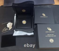 2016 W 1/10 Oz Gold Centennial Mercury Dime 24k. 9999 Fine Gold OGP