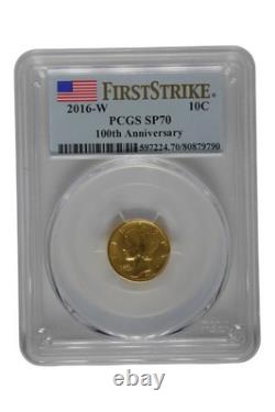 2016-W 1/10 oz Gold Mercury Dime Centennial PCGS SP 70 First Strike