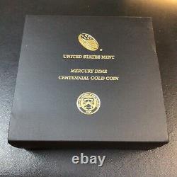 2016-W 1/10 oz Gold Mercury Dime Centennial (withBOX) Rare and Beautiful Coin