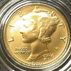 2016-W 1/10 oz Gold Mercury Dime Centennial (withOGP) Rare and Beautiful Coin