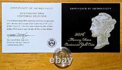 2016-W (1/10 ozt Gold) Mercury Dime Commemorative with Box & COA