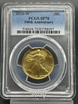 2016-W 1/2 oz Gold Walking Liberty Half Dollar 100th Anniversary 50C PCGS SP 70