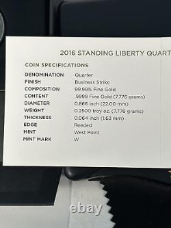 2016-W 1/4 oz Gold Standing Liberty Quarter Centennial (withOGP)