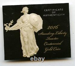 2016-W 25c. 9999 1/4 Oz Gold Standing Liberty Quarter Centennial Coin