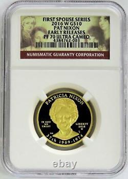 2016 W GOLD $10 PROOF SPOUSE PAT NIXON 2,645 MINTED 1/2 oz COIN NGC PF 70 UC ER