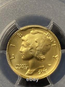 2016-W GOLD MERCURY DIME 1/10oz PCGS SP70 100th ANNIVERSARY GOLD FOIL FREE SHIP