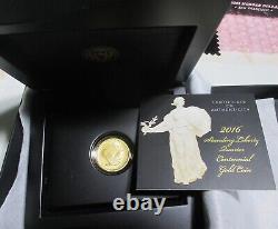 2016-W GOLD STANDING LIBERTY QUARTER DOLLAR 25c 1/4 OZ US MINT COIN WithBOX & COA