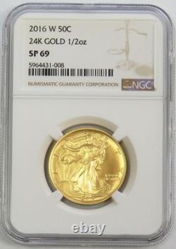 2016 W GOLD WALKING LIBERTY 50C CENTENNIAL ANNIVERSARY 1/2oz WLH COIN NGC SP 69