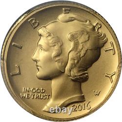 2016-W Gold Centennial 1/10 Ounce Mercury Dime PCGS SP70 100th Anniv 1st Strike