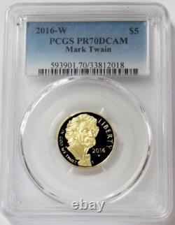 2016 W Gold Mark Twain $5 Proof Commemorative Coin Pcgs Pr 70 Dcam