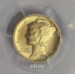2016-W Gold Mercury 1/10 oz. 10 Cents 100th Anniv. PCGS SP70