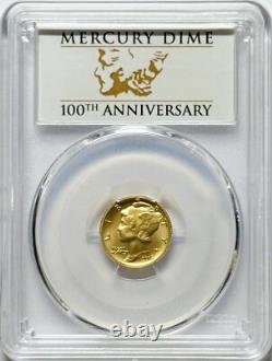 2016-W Gold Mercury Dime 10C PCGS SP70 First Strike 100th Anniversary