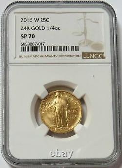 2016 W Gold Standing Liberty Quarter 25c Centennial 1/4 Oz Slq Ngc Sp70