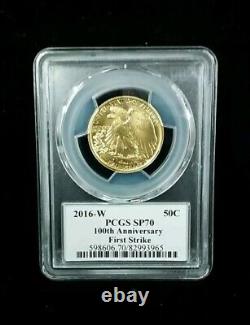 2016 W Gold Walking Liberty Centennial Anniv Pcgs Sp70 First Strike #1799